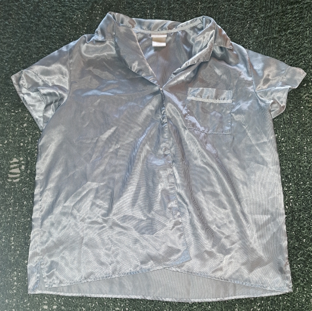 Secret Treasures Shimmering Gray Satin Pajama Set
